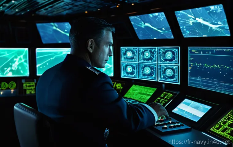 해군의 함대 방어 체계 - **Prompt 1: "The Vigilant Watch"**
    A highly detailed, cinematic shot of the bridge of a futurist...